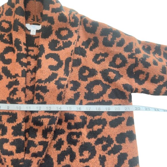 TIME AND TRU SZ Medium (8-10) Brown Leopard Print Open Front Cardigan Sweater - Picture 5 of 14